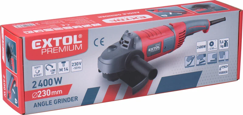 Brúska uhlová, priemer 230mm, príkon 2400W, 6500ot/min, EXTOL PREMIUM 8892060