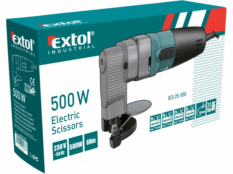 Nožnice na plech elektrické, príkon 500W, 0-2,5mm Extol Industrial 8897202