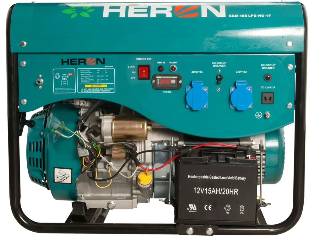 Elektrocentrála benzínová a plynová LPGG 50, 1F, 5,5kW/230V, elektrický štart, HERON 8896318